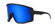 Zest retro sports sunglasses with matte black frames and bold mirror lenses