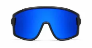 Zest retro sports sunglasses with matte black frames and bold mirror lenses