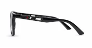 Men's polarised sunglasses with glossy black square frame and silver pins