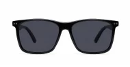 Men's polarised sunglasses with glossy black square frame and silver pins