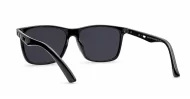 Men's polarised sunglasses with glossy black square frame and silver pins