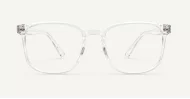 Unisex rectangular blue light glasses with keyhole bridge and twin metal pin detail