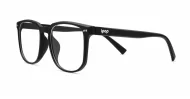 Unisex rectangular blue light glasses with keyhole bridge and twin metal pin detail