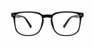Unisex rectangular blue light glasses with keyhole bridge and twin metal pin detail