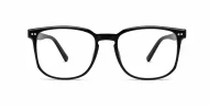 Unisex rectangular blue light glasses with keyhole bridge and twin metal pin detail