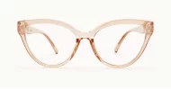 Cat-eye blue light glasses with gold-edged flower and pearl temple detail