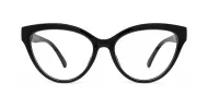 Cat-eye blue light glasses with gold-edged flower and pearl temple detail