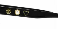 Cat-eye blue light glasses with gold-edged flower and pearl temple detail