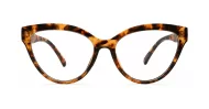 Cat-eye blue light glasses with gold-edged flower and pearl temple detail