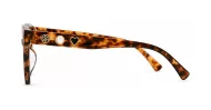 Cat-eye blue light glasses with gold-edged flower and pearl temple detail
