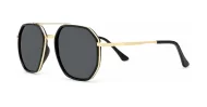 Vintage square aviator polarised sunglasses in matte black