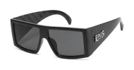 LOCS 91275-Black wraparound sunglasses with wide side temples