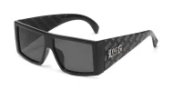 LOCS 91275-Black wraparound sunglasses with wide side temples
