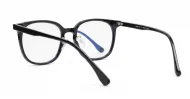 Round shiny black TR90 anti blue light glasses with gold detailing and steel hinges
