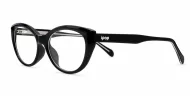 Cat-eye blue light glasses with rounded lenses and diamond temple detailing