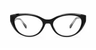 Cat-eye blue light glasses with rounded lenses and diamond temple detailing