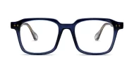 Chunky square blue blue light glasses with inner wire temples and steel hinges