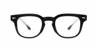 Small square crystal clear blue light glasses with silver arrow temple accents