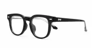 Small square crystal clear blue light glasses with silver arrow temple accents