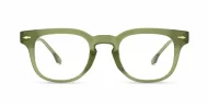 Small square crystal clear blue light glasses with silver arrow temple accents