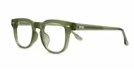 Small square crystal clear blue light glasses with silver arrow temple accents