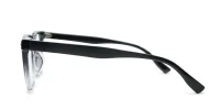 Black and clear two-tone square TR90 anti blue light glasses with silver diamond temple detailing