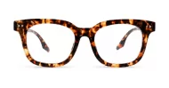 Clear lens rounded-square blue light glasses BL3973 with silver pin detailing