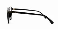 Black computer glasses with gold accents and blue light lenses