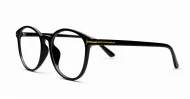 Black computer glasses with gold accents and blue light lenses