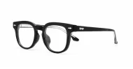 Small square crystal clear blue light glasses with silver arrow temple accents