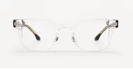 Small square crystal clear blue light glasses with silver arrow temple accents