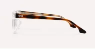 Small square crystal clear blue light glasses with silver arrow temple accents