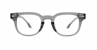 Small square crystal clear blue light glasses with silver arrow temple accents