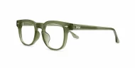 Small square crystal clear blue light glasses with silver arrow temple accents
