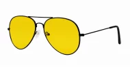 Knight Driver Black aviator night driving glasses yellow lenses