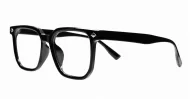 Black square TR90 blue blocker glasses with silver diamond temple detailing