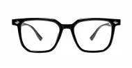 Black square TR90 blue blocker glasses with silver diamond temple detailing