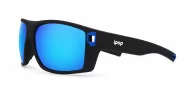 Men's polarised sunglasses with rectangular wrap frame and matte finish