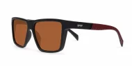 Men's polarised sunglasses with wrap-style frame and ribbed temple detail