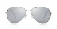Polarised aviator sunglasses with silver mirror lenses and silver metal frames