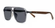 iPOP Slate polarised aviator sunglasses with polished wood temples in black frames