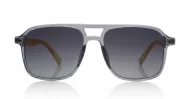 iPOP Slate polarised aviator sunglasses with polished wood temples in black frames