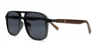 iPOP Slate polarised aviator sunglasses with polished wood temples in black frames