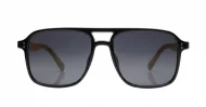 iPOP Slate polarised aviator sunglasses with polished wood temples in black frames