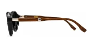 Hexagon shaped polarised sunglasses with faux wood oak temples