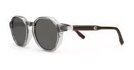 Hexagon shaped polarised sunglasses with faux wood oak temples