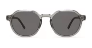 Hexagon shaped polarised sunglasses with faux wood oak temples