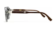 Hexagon shaped polarised sunglasses with faux wood oak temples