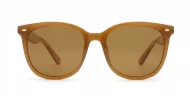 iPOP Kiri large round polarised sunnies in light brown with dark brown lenses and silver pip detail