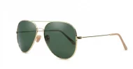 Classic gold metal aviator UV400 sunglasses with super dark G15 glass lenses